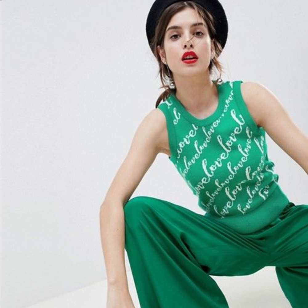 ASOS DESIGN Knitted Top with Love Logo